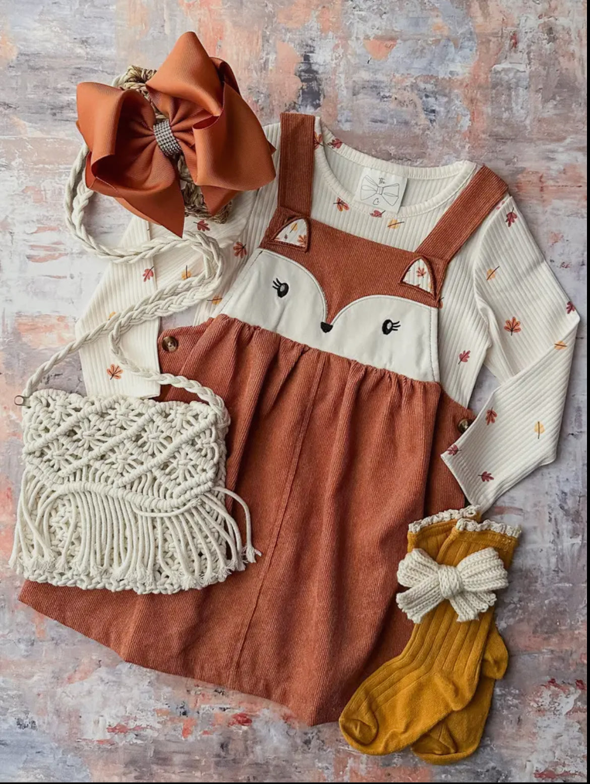 Cute As A Fox Suspenders Skirt Set