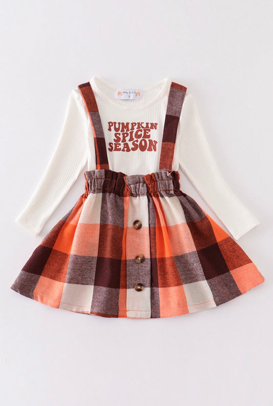 Pumpkin Spice Season Suspender Skirt Set