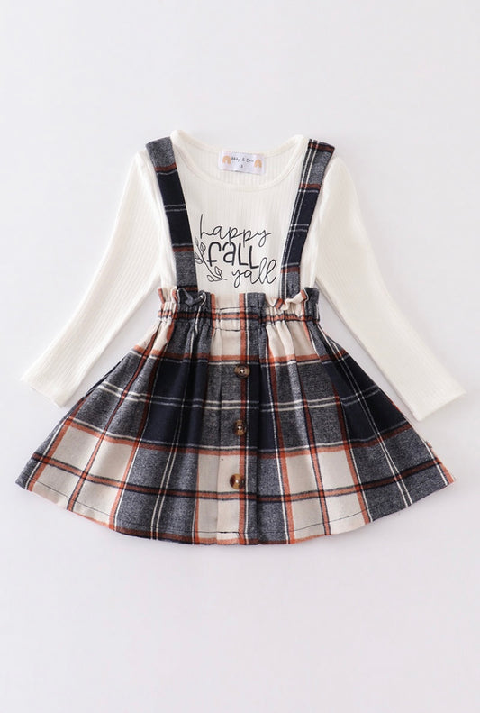 Happy Fall Y’all Suspender Skirt Set