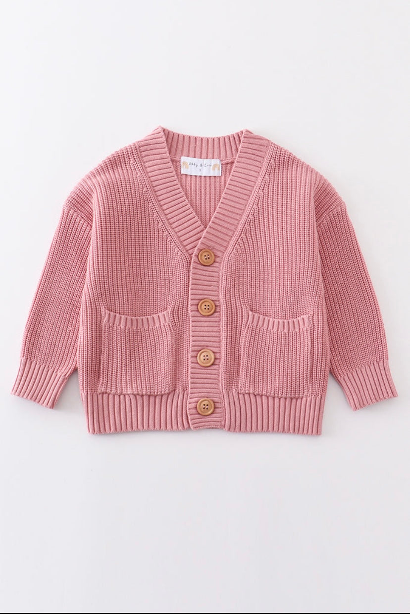 Pink Pocket Cardigan Sweater