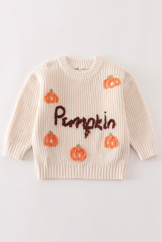 Pumpkin Embroidered Sweater