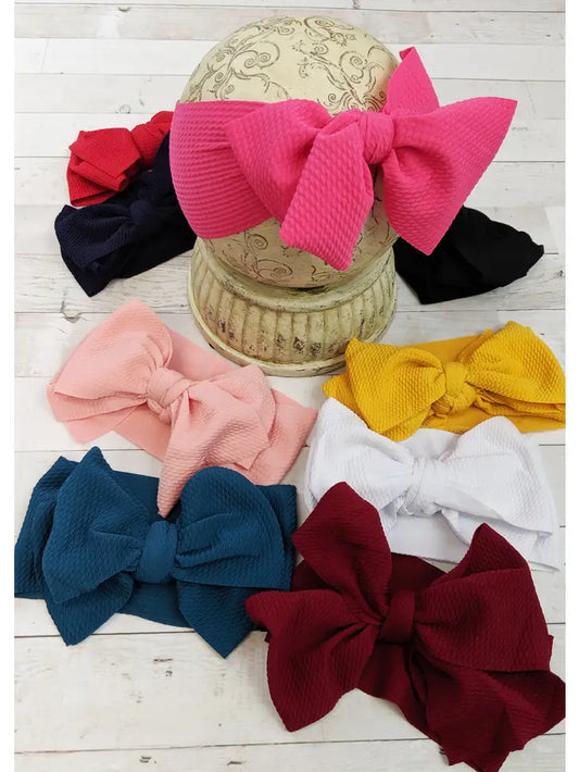 Double Bow Textured Solid Headband