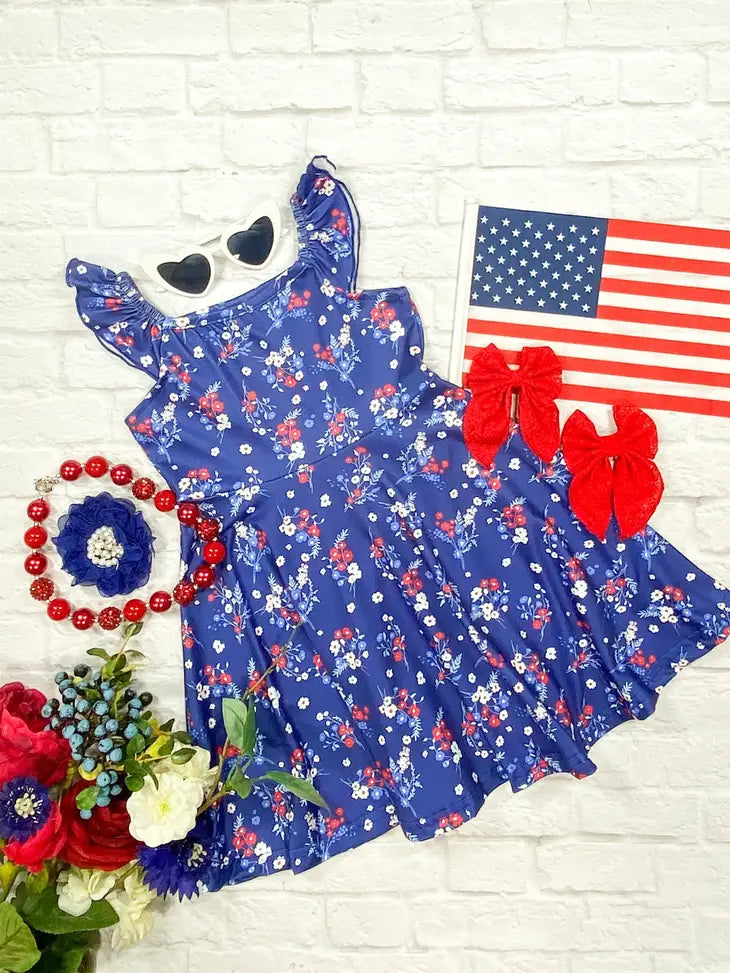 Mommy & Me Blue Floral Twirl Dress