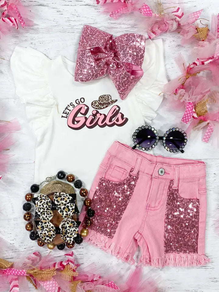 Let's Go Girls Sequin Shorts Set