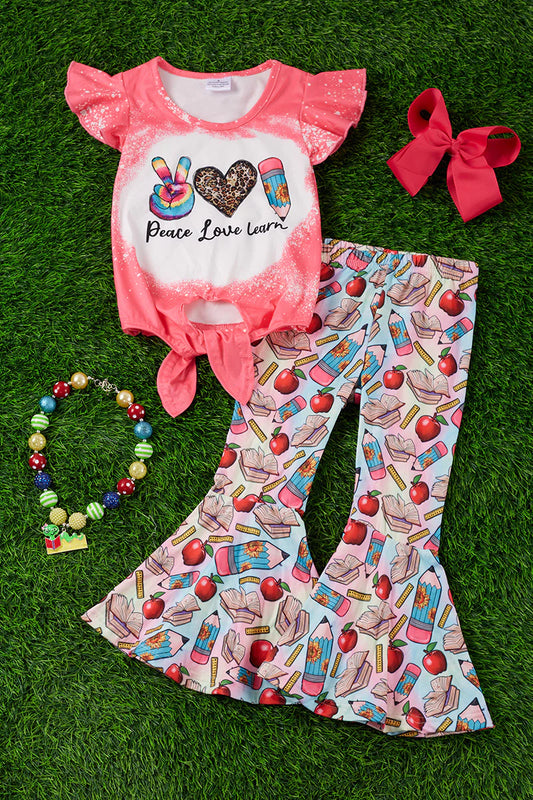 Peace Love Learn Back To School 2pc Flare Set