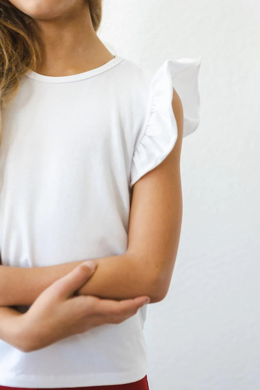 White Ruffle Tee