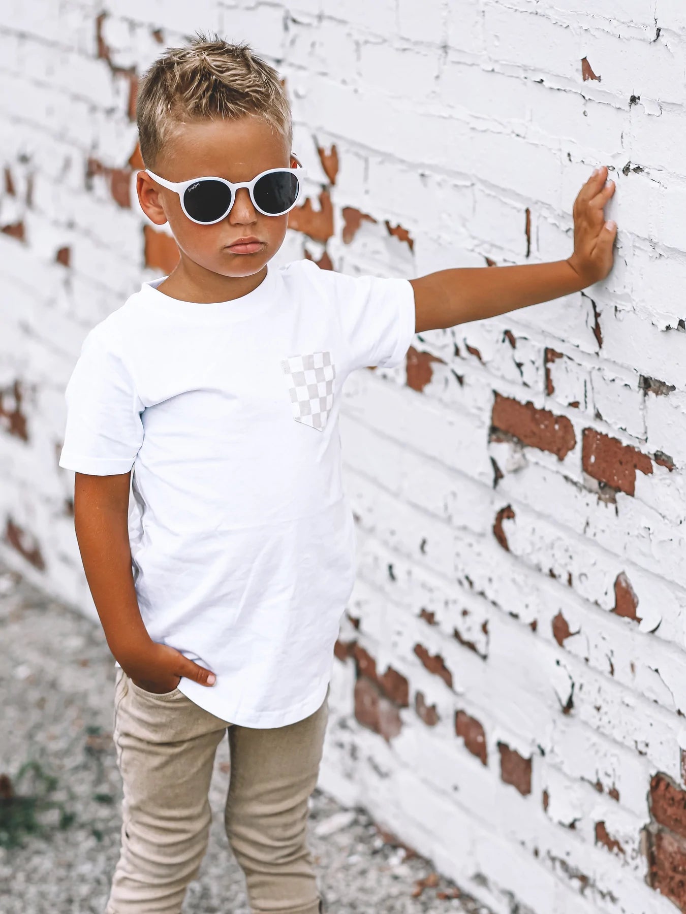 Tan Check Pocket Tee