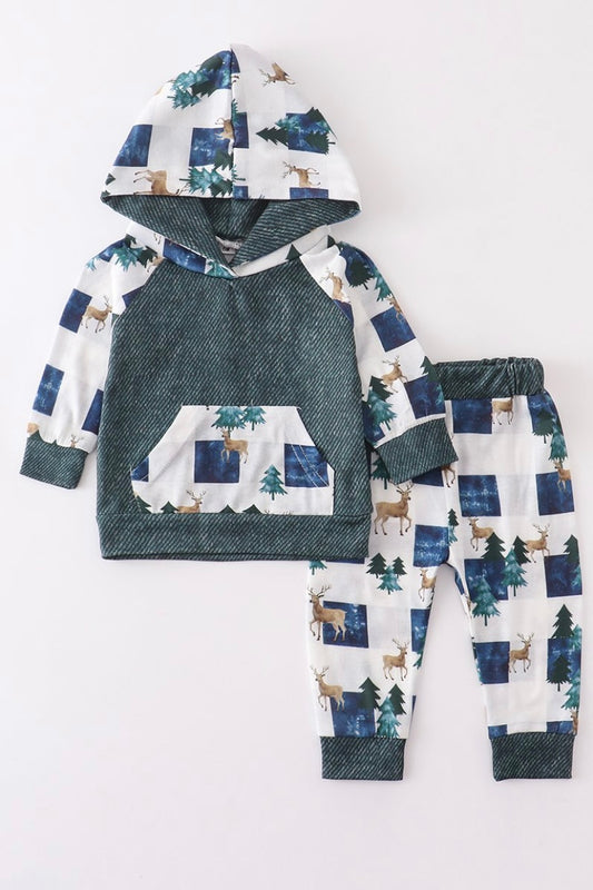 Oh Deer Forest Plaid Baby Set