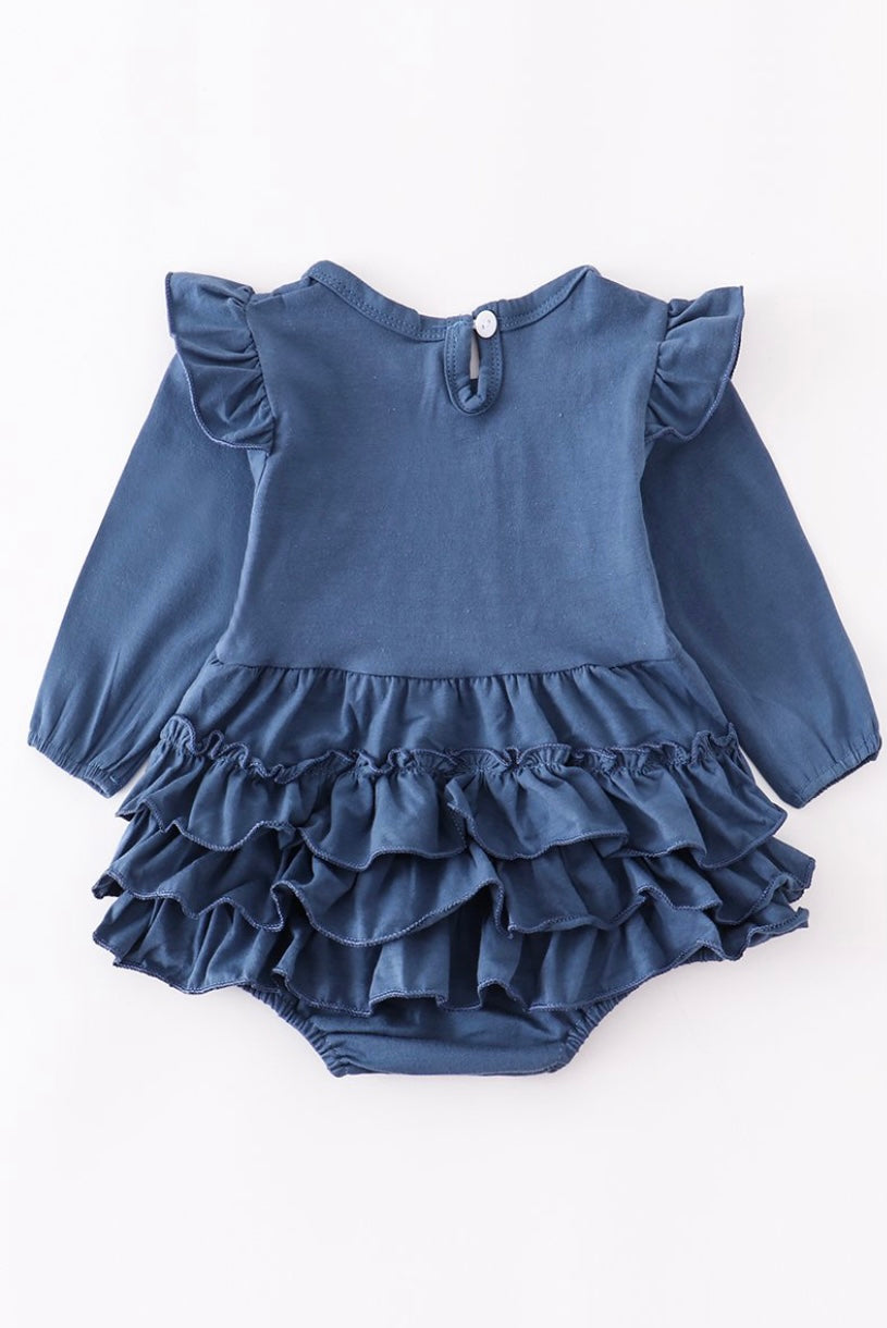 Blue Ruffe Baby Romper