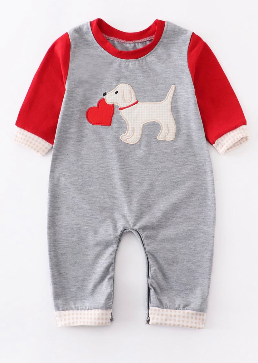 Valentine's Day Dog Heart Baby Romper